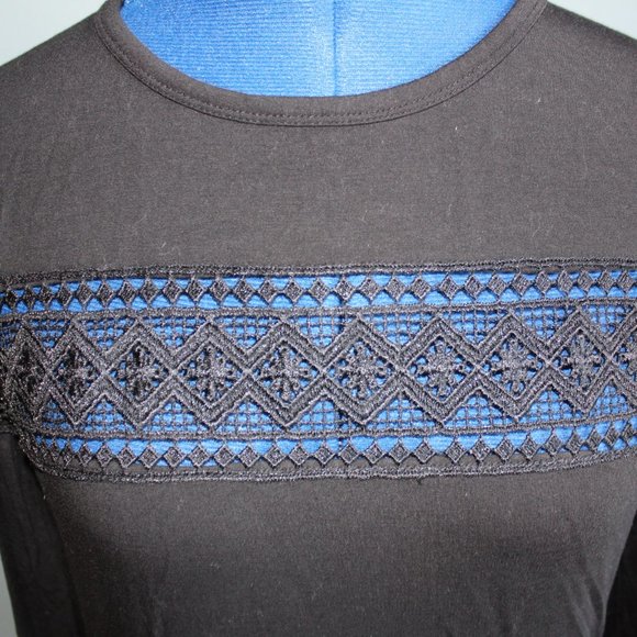 YYIGAL Women's Black Cold Shoulder Long Sleeve Blouse ~S~ - Picture 3 of 7